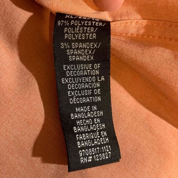 New XCaster By Tallwoods Peach Roll Tab Sleeve Quick Dry Button Polo Shirt Size - Picture 10 of 12